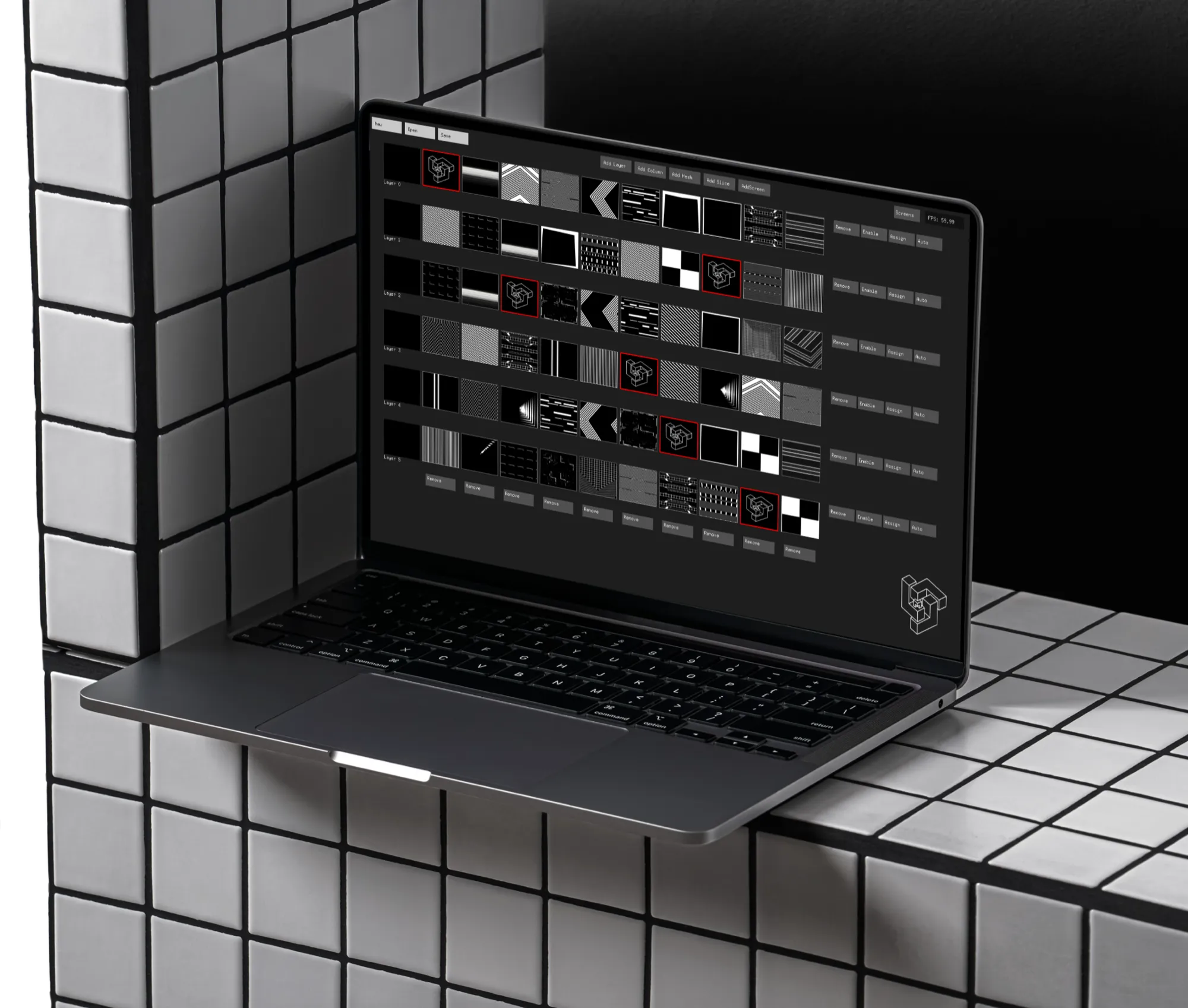 LayerMapper Desktop running on a laptop on a tiled surface