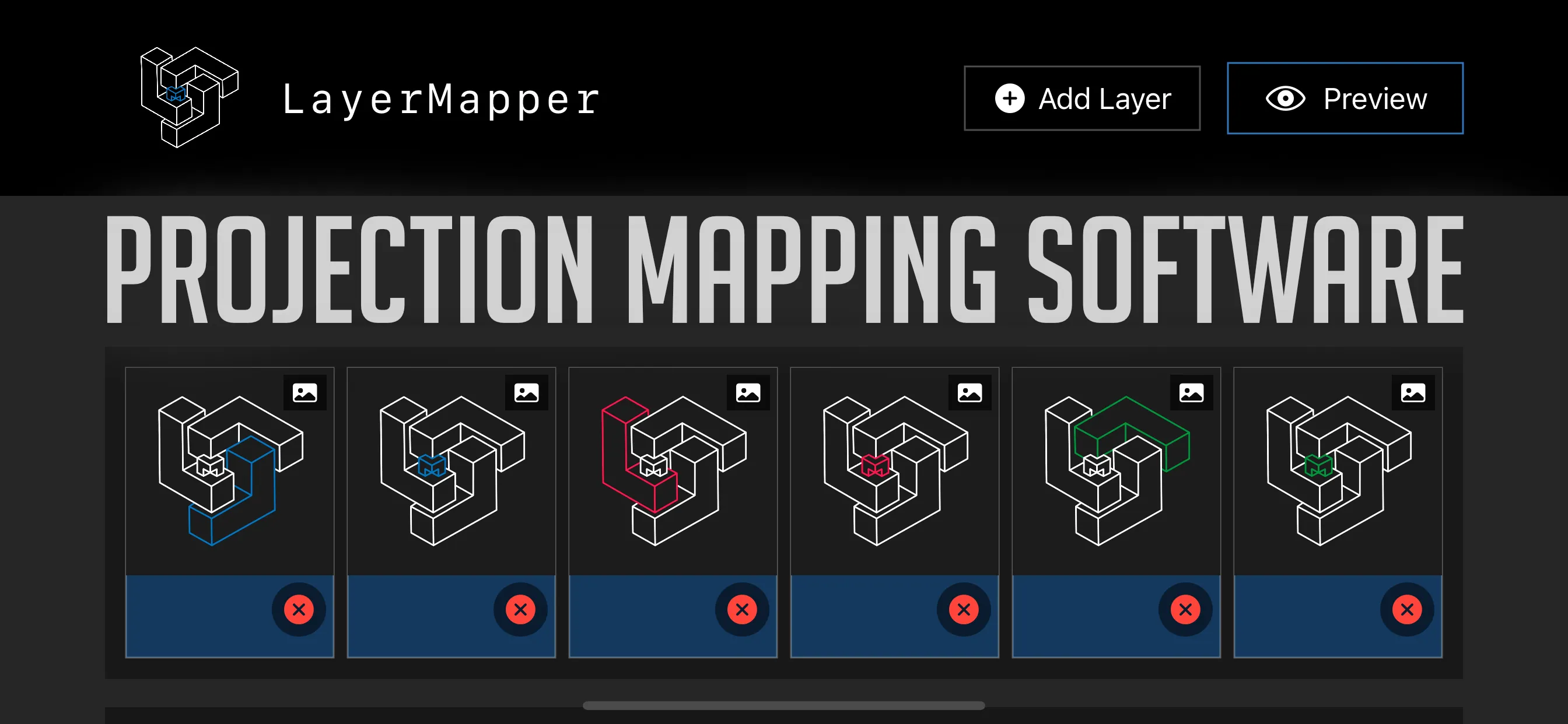 Yatay tutulan bir telefonda LayerMapper MApp klip ızgarası
