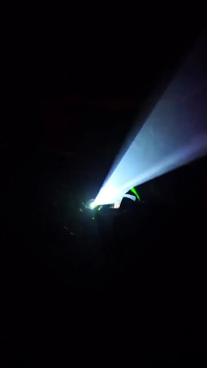 A small projection laser show run from LayerMapper Desktop – beams from a single projector.