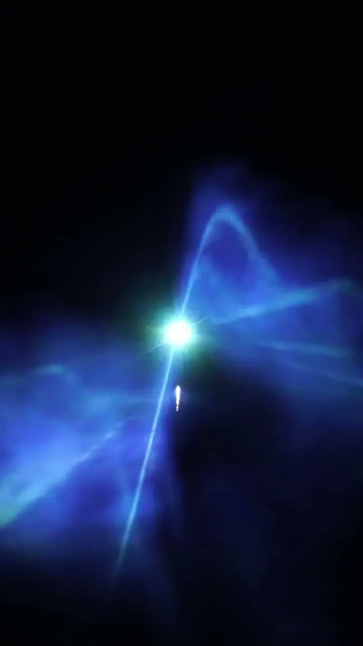 An iPad, any projector and a Xiaomi TV Stick running a test build of the LayerMapper receiver – wireless projection lasers on fog, made with AI shaders.